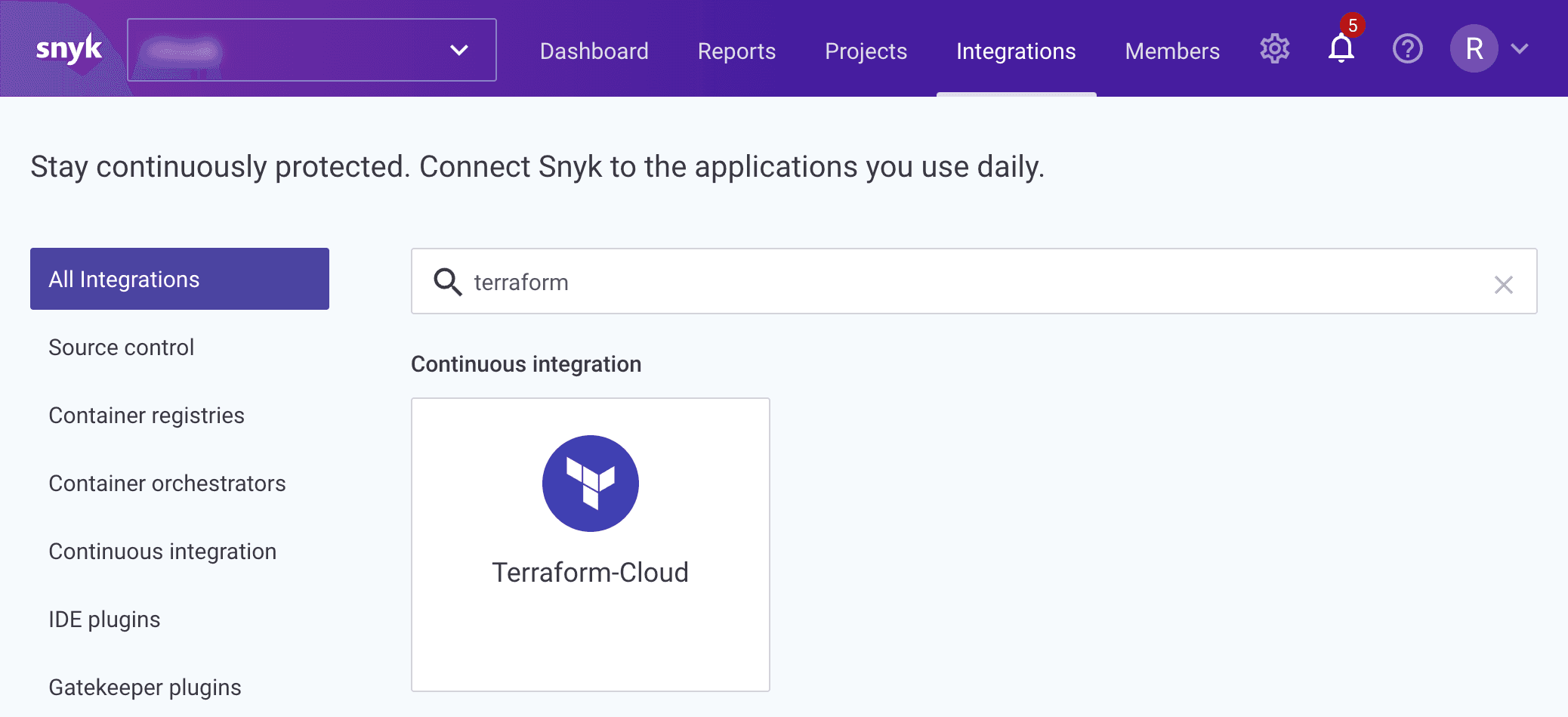 Select HCP Terraform Snyk integration